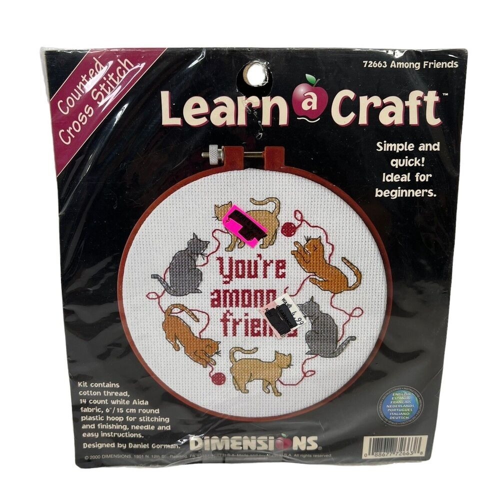 Dimensions Counted Cross Stitch Kit Among Friends Cats #72663 Learn a‎ Craft NEW